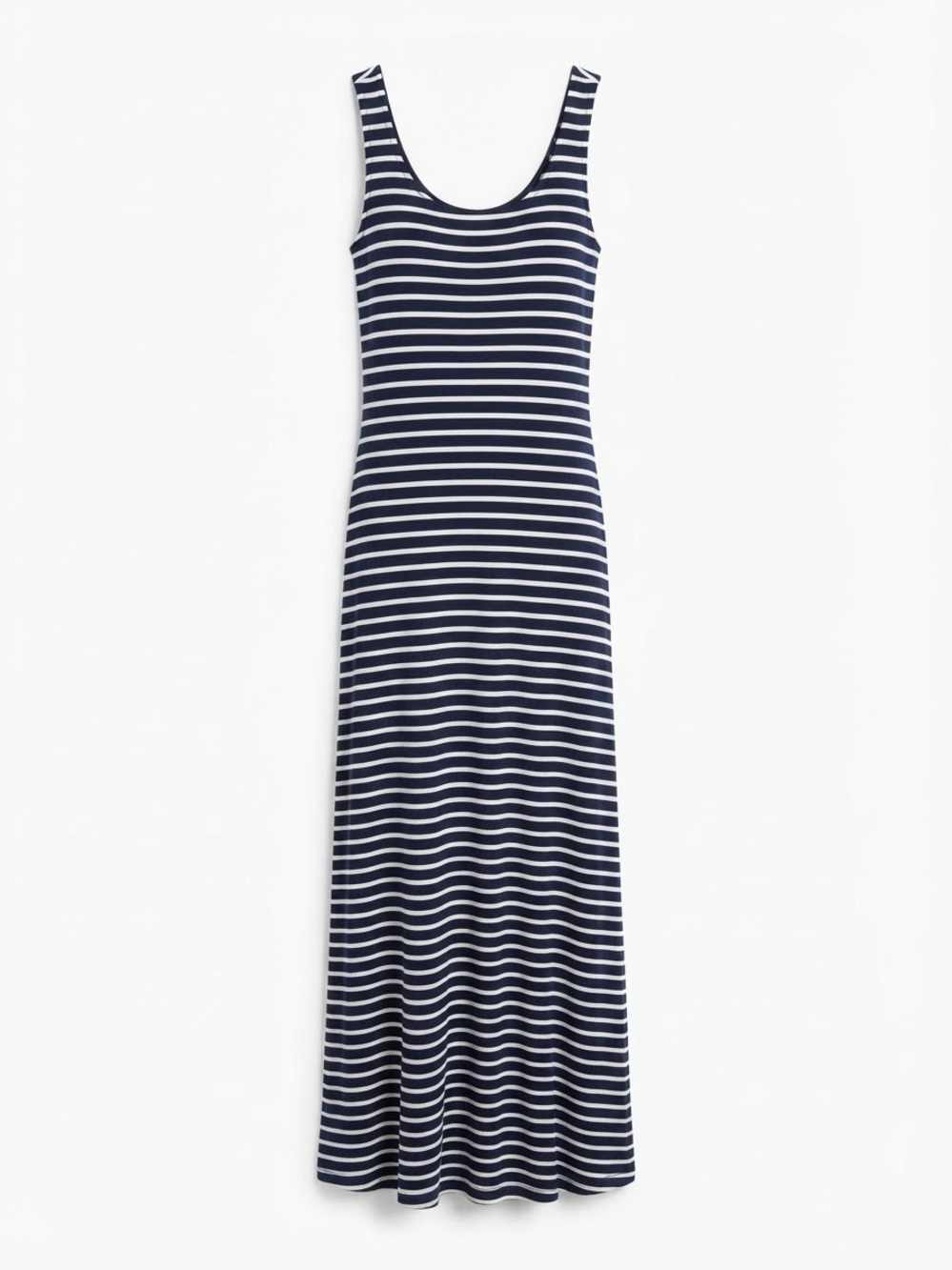 Cable & Gauge Navy and White Striped Scoop Neck Maxi Dress